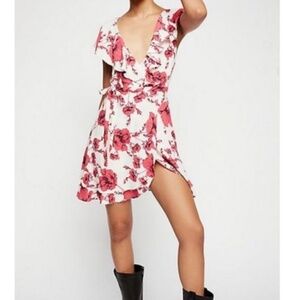 Free People Floral Wrap Mini Dress